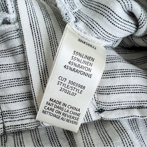 NWT Max Studio Striped Linen Wide Leg Pants White Black - Picture 7 of 8